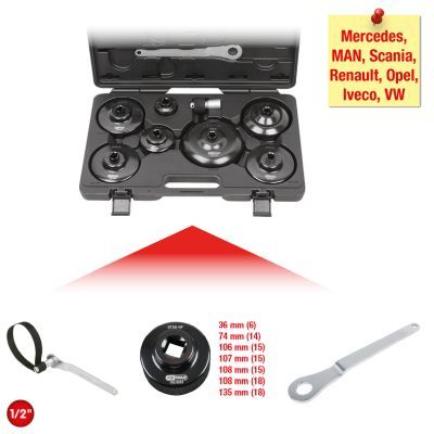Eļļas filtru atslēgu komplekts KS TOOLS 150.9290