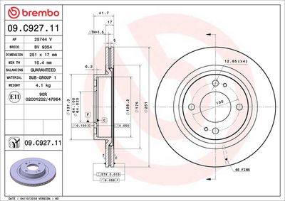 Тормозной диск BREMBO 09.C927.11