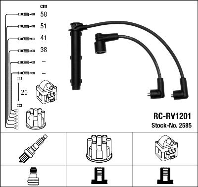 NGK 2585 Augstsprieguma vadu komplekts