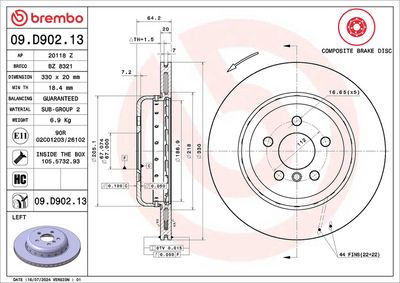 Тормозной диск BREMBO 09.D902.13