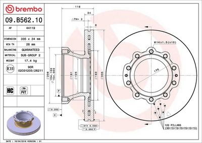 Bremžu diski BREMBO 09.B562.10