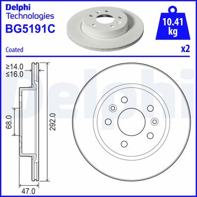 Тормозной диск DELPHI BG5191C