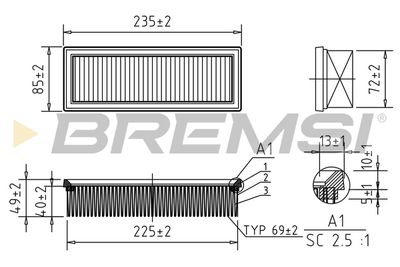 Воздушный фильтр BREMSI FA1640