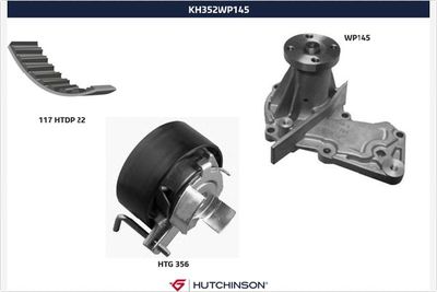 Ūdenssūknis + Zobsiksnas komplekts HUTCHINSON KH 352WP145