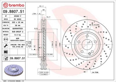 Тормозной диск BREMBO 09.B807.51