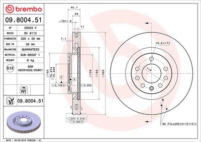 Тормозной диск BREMBO 09.8004.51
