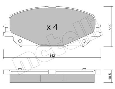Bremžu uzliku kompl., Disku bremzes METELLI 22-1176-0