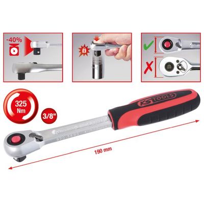 Uzgriežņu atslēga ar pārslēdzamu sprūdmehānismu KS TOOLS 920.3890