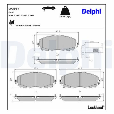 Bremžu uzliku kompl., Disku bremzes DELPHI LP3964