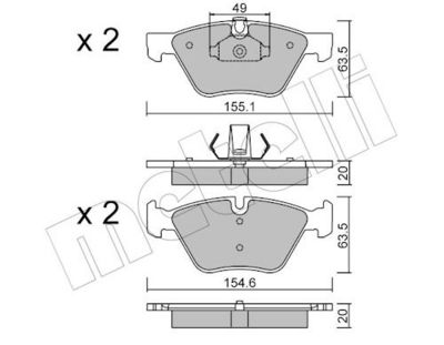 Комплект тормозных колодок, дисковый тормоз METELLI 22-0557-0