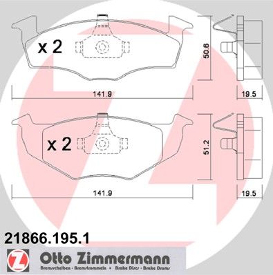 Bremžu uzliku kompl., Disku bremzes ZIMMERMANN 21866.195.1