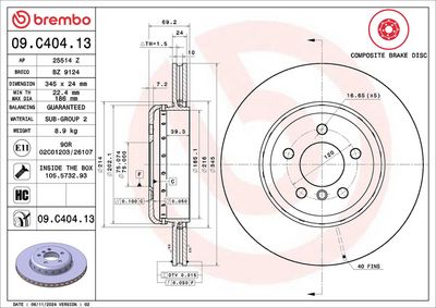 Тормозной диск BREMBO 09.C404.13