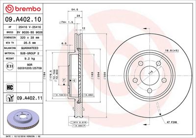Тормозной диск BREMBO 09.A402.11