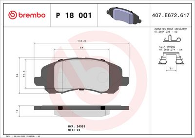 Bremžu uzliku kompl., Disku bremzes BREMBO P 18 001