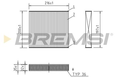 Фильтр, воздух во внутренном пространстве BREMSI FC2572