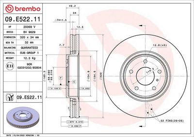 Тормозной диск BREMBO 09.E522.11