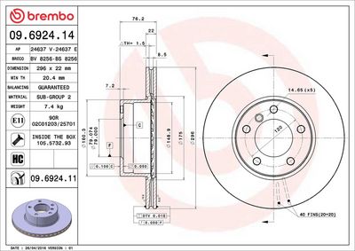 Тормозной диск BREMBO 09.6924.11