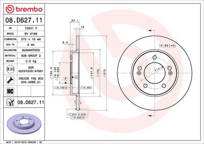 Тормозной диск BREMBO 08.D627.11