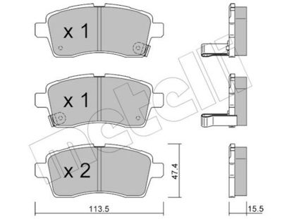 Bremžu uzliku kompl., Disku bremzes METELLI 22-1162-0