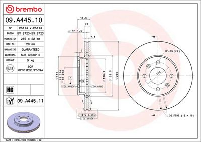Тормозной диск BREMBO 09.A445.11
