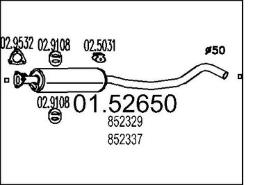 Средний глушитель выхлопных газов MTS 01.52650