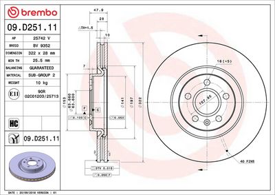 Тормозной диск BREMBO 09.D251.11