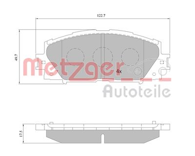 Bremžu uzliku kompl., Disku bremzes METZGER 1170772