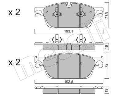 Bremžu uzliku kompl., Disku bremzes METELLI 22-0967-0