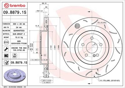 Тормозной диск BREMBO 09.B879.1S