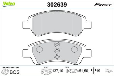 Bremžu uzliku kompl., Disku bremzes VALEO 302639