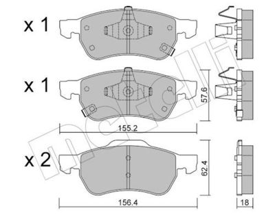 Bremžu uzliku kompl., Disku bremzes METELLI 22-1408-0