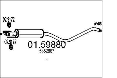 Средний глушитель выхлопных газов MTS 01.59880