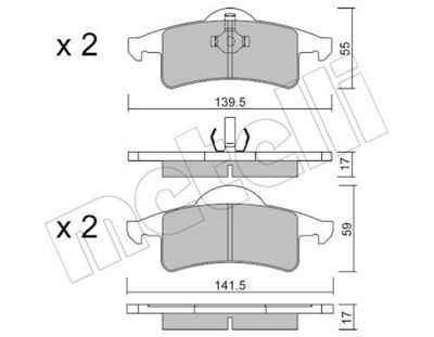 Bremžu uzliku kompl., Disku bremzes METELLI 22-0526-0