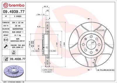 Тормозной диск BREMBO 09.4939.77