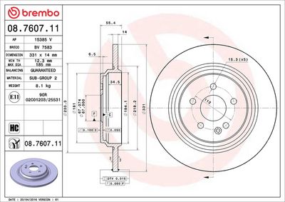 Тормозной диск BREMBO 08.7607.11
