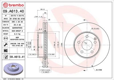 Bremžu diski BREMBO 09.A613.40