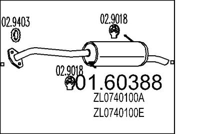 Глушитель выхлопных газов конечный MTS 01.60388
