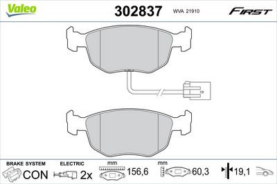 Bremžu uzliku kompl., Disku bremzes VALEO 302837