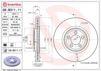 Bremžu diski BREMBO 09.B311.11