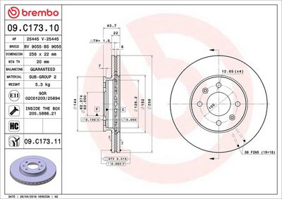 Bremžu diski BREMBO 09.C173.11