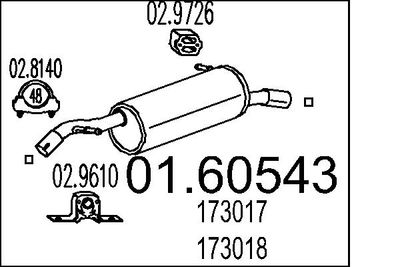 Глушитель выхлопных газов конечный MTS 01.60543