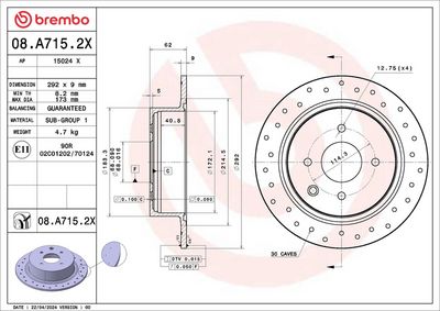 Bremžu diski BREMBO 08.A715.2X