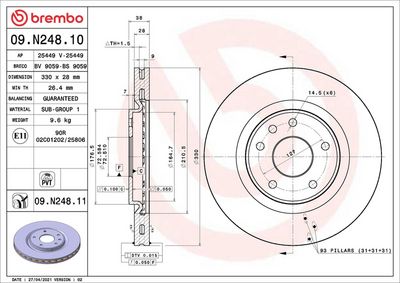 Тормозной диск BREMBO 09.N248.11