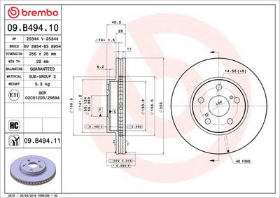 Bremžu diski BREMBO 09.B494.11