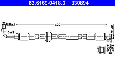 Тормозной шланг ATE 83.6169-0418.3