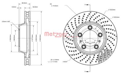 Тормозной диск METZGER 6110881