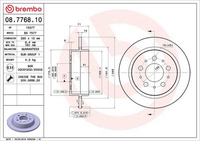 Тормозной диск BREMBO 08.7768.10