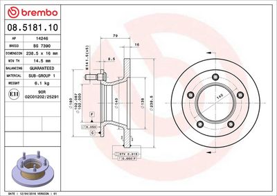 Тормозной диск BREMBO 08.5181.10