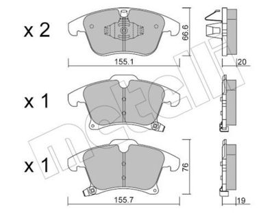 Комплект тормозных колодок, дисковый тормоз METELLI 22-1039-0