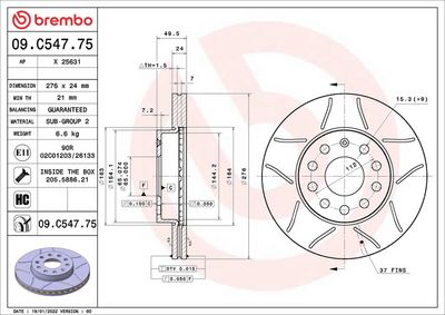 Bremžu diski BREMBO 09.C547.75